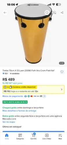 Timba 70x13 luen ( percursão) NOVO