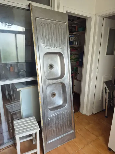 Pia de inox cuba dupla 2m