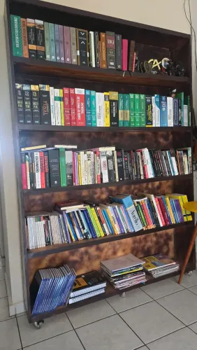 Estante com livros novos e usados