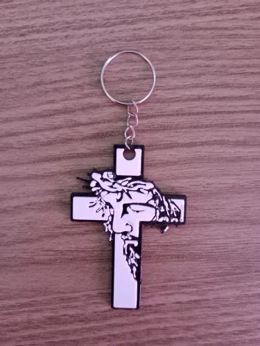 Chaveiro Personalizado Cristão Evangélico Católica com o Rosto de Jesus Cristo - branco 
