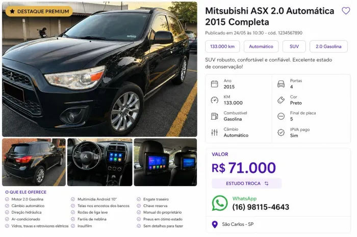 Mitsubishi ASX 2.0 16V 160cv Aut. 2015