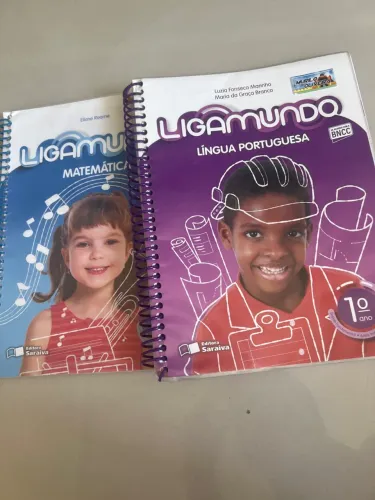 Livros escolar 1 ano usado liga mundo ( matemática e Português)
