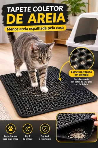 Tapete coletor areia gatos chega de sujeira em tudo que é lugar