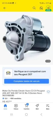 Motor de arranque de 307