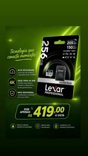 Cartão de Memória Lexar Professional de 256GB ( Novos) Pronta entrega