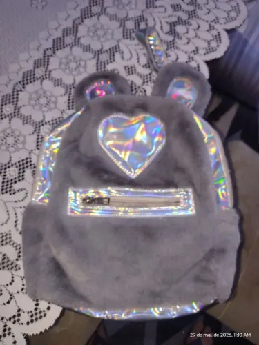 Bolsa cinza com orelhas