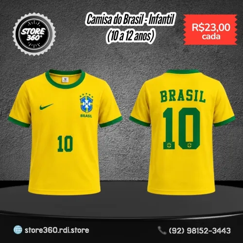 Camisa do Brasil Infantil/Juvenil 10 a 12 Anos