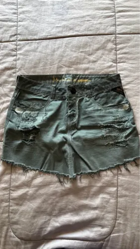 Mini saia jeans verde militar