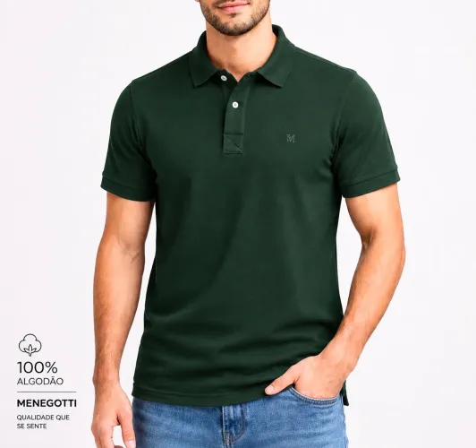 Camisa M Polo Algodão Verde