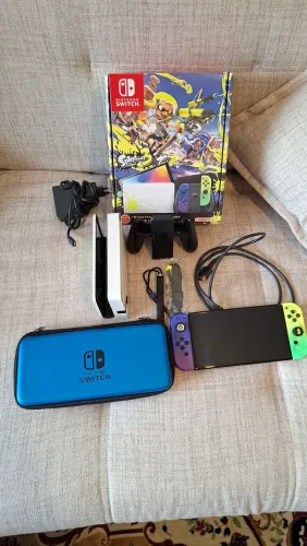 Nintendo OLED Splatoon desbooqueado + película  e case