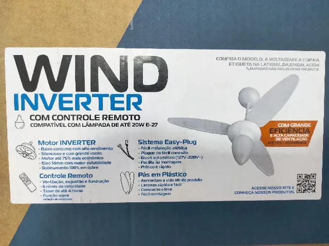 Ventilador de Teto - Ventisol Wind Inverter - Controle remoto - Bivolt - NOVO