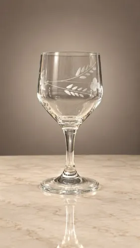 Conjunto com 6 taças de cristal com detalhe de ramos