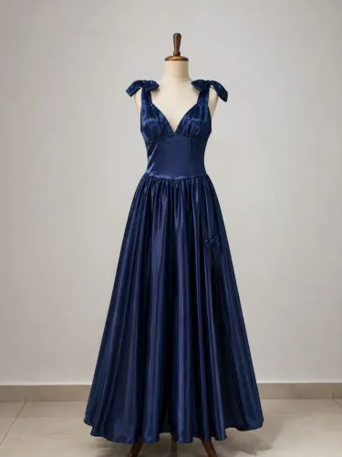 Vestido de festa, usado somente uma vez feito a alta costura com caimento trabalhado.