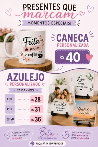 Caneca e azulejo personalizado