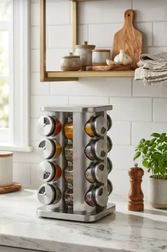 Porta temperos com 16 potes de vidro