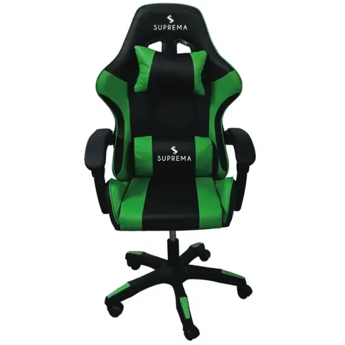 Cadeira Gamer Suprema Green, Reclinável, Almofada Lombar/Cervical - WZetta