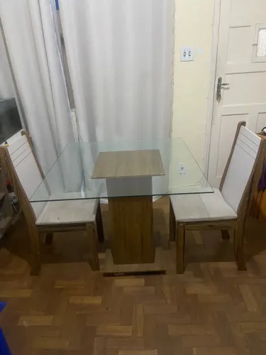 Mesa tampo de vidro 1x1