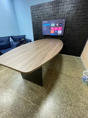 Mesa de Reunião Cemi Oval - 0,75x2,00x1,10 - (NOGAL + PRETO) ENTREGAS EM ATÉ 24h!!