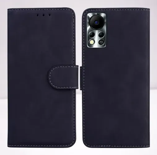 Capa Carteira Flip Para Smartphone Infinix Hot 11s NFC - Couro PRETA