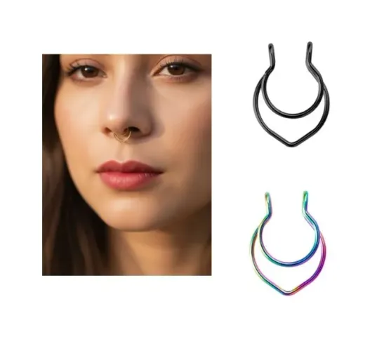 Kit 02 Piercing Fake Septo Nasal Nariz Falso - Modelo 01