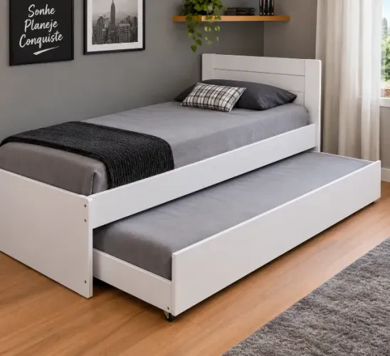 Cama solteiro com auxiliar
