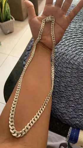 Cordão de prata 8mm com trava caixão