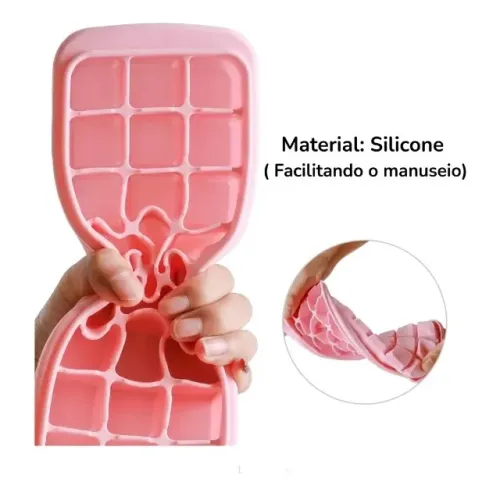 forma gelo rosa silicone flexível 24 cubos c tampa empilhável b-max bm-f957