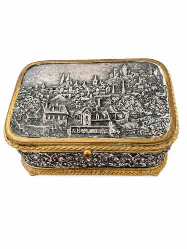 Porta-Joias Vintage Nürnberg em Metal Trabalhado Decorativo