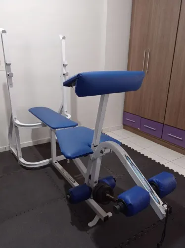 Banco de Musculação Completo Regulável + Suporte - Semi Novo