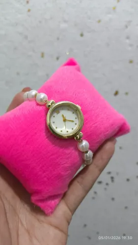 Presente Feminino - Relógio Dourado com Pérolas + Caixa