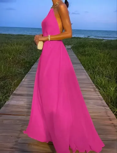Vestido Rosa Casual Elegante e Romântico Feminino