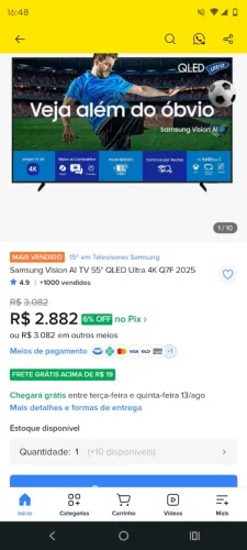 Tv smart Samsung Crystal 4k 55 polegadas Alexa wi-fi bluetooth 9 mês de uso semi nova!