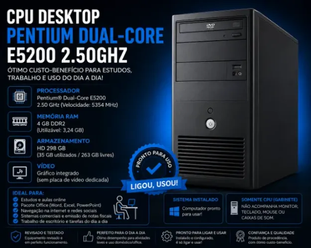 CPU Intel Pentium Dual-Core | 4GB RAM | HD 320GB |