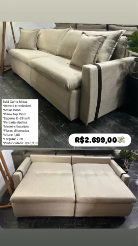 Sofá cama Retrátil e reclinável