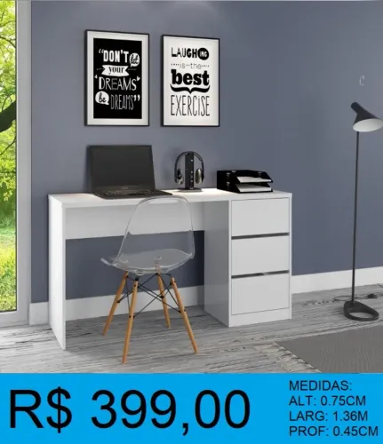 ESCRIVANINHA - COM 3 GAVETAS - 2 CORES DISPONIVEL - OTIMA QUALIDADE = PRONTA ENTREGA