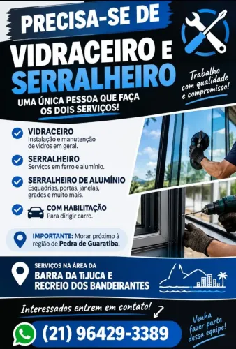 Precisa-se de Vidraceiro e Serralheiro