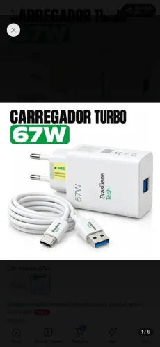 Carregador turbo tipo c 67w
