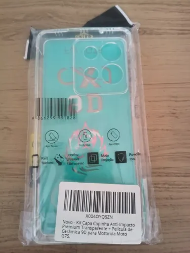 Jogo Capinha TPU + Película de cerâmica para Moto G75, novo e lacrado