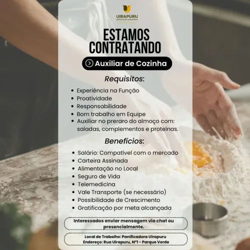 Vaga para Auxiliar de Cozinha