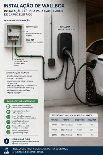 Instalação WallBox - Carregador p/ veículos elétricos