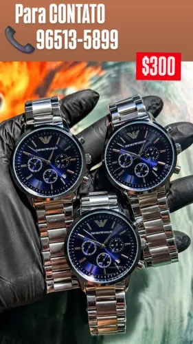 Relógio Emporio Armani Referência Ar - 2434 Funcional Fundo Azul