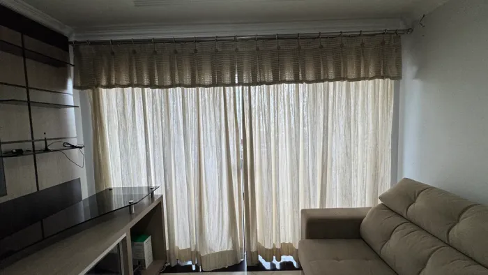 Cortina pra sala em linho rústico