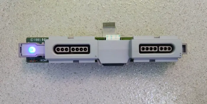 Placa Frontal Dos Controles Super Nintendo Fat Com Led Azul