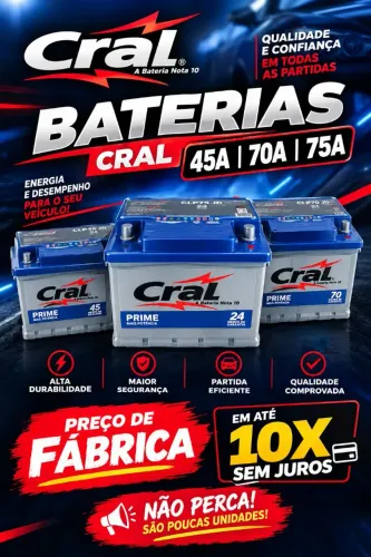 Baterias Cral a preço de fábrica