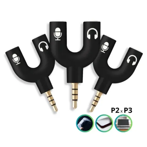 CONECTOR P3 P2 COMBO PARA FONE E MICROFONE HEADSET  LE-07
