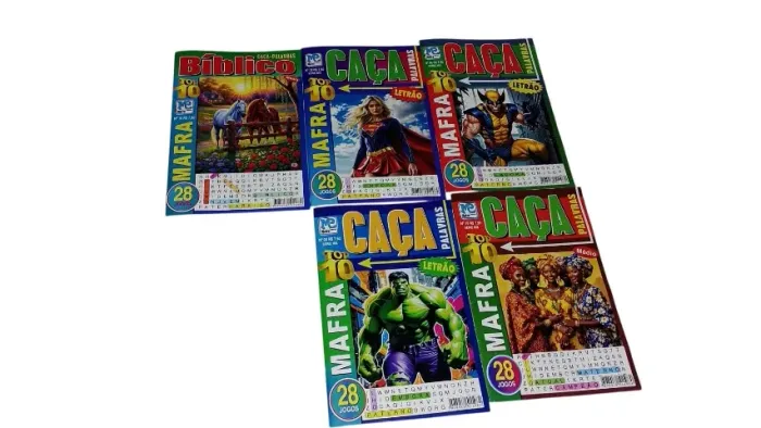 Kit 5 revistas Caça Palavras Passatempo Sortidos Aleatório produto novo embalado