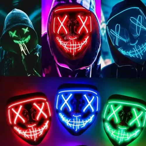 Máscara Para Fantasia Fotografia Vídeos Fios Neon Led