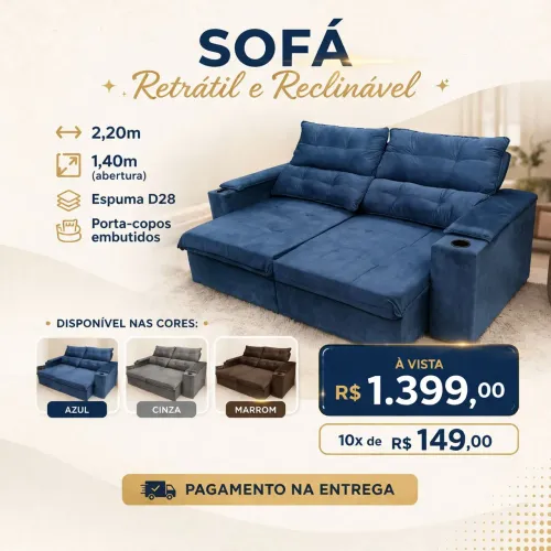 Sofá Isis retrátil e reclinável