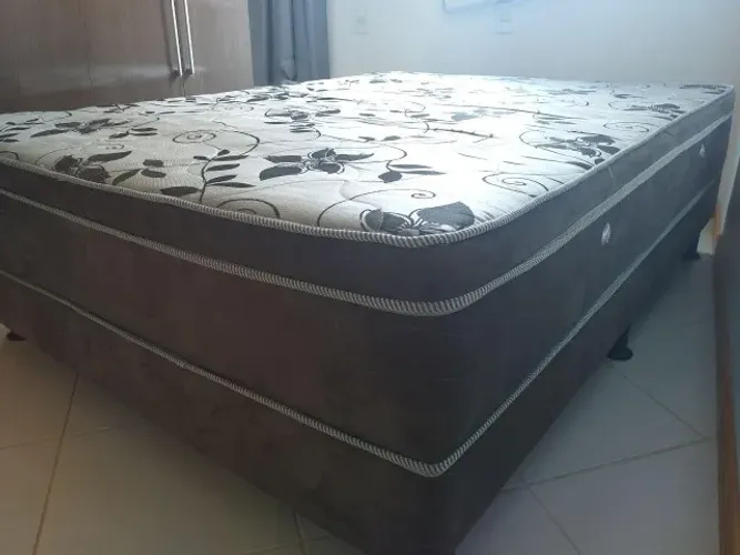 Cama casal box molas pocket aço camada espuma densidade 20 Veneza Basic