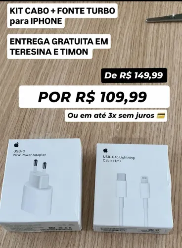 KIT CABO + FONTE TURBO PARA IPHONE 